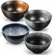 4 Pieces Japanese Style Rice Bowl Ceramic Soup Bowls 4.5 Inch Ceramic Salad Bowl Noodle Bowl Round Porcelain Bowls for Kitchen Soup Noodle Home Decor