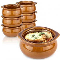 [6 Pack] 10 Oz French Onion Soup Crock Brown Premium Ceramic Porcelain Bowls Microwave Oven Safe For Soup Stews Chilis Baked Beans Mac and Cheese