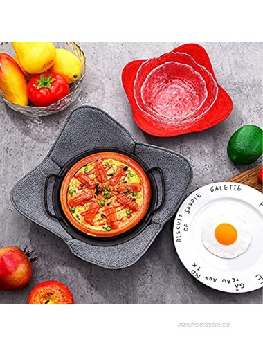 6 Pieces 2 Sizes Microwave Bowl Huggers Sponge and Microfiber Small Bowls Holder Large Bowls for Bowl Potholders Food Huggers Food Warmer Home Kitchen and Hot Bowl Holder