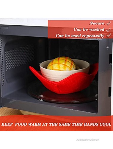 6 Pieces Bowl Huggers Microwave Safe Holder Multipurpose Hot Heat Resistant Plate Holder Polyester Potholder Protector for Heat Soup Food Meals Red