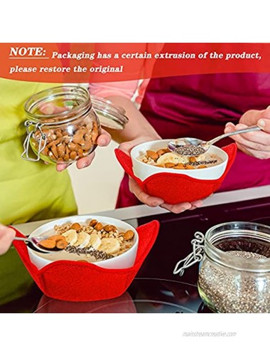 6 Pieces Bowl Huggers Microwave Safe Holder Multipurpose Hot Heat Resistant Plate Holder Polyester Potholder Protector for Heat Soup Food Meals Red