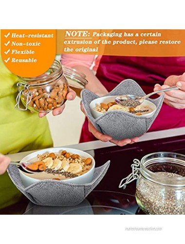 8 Pieces Bowl Cozy Holder Microwave Safe Huggers Multipurpose Hot Heat Resistant Plate Holder Polyester Potholder Protector for Heat Soup Food Meals Grey