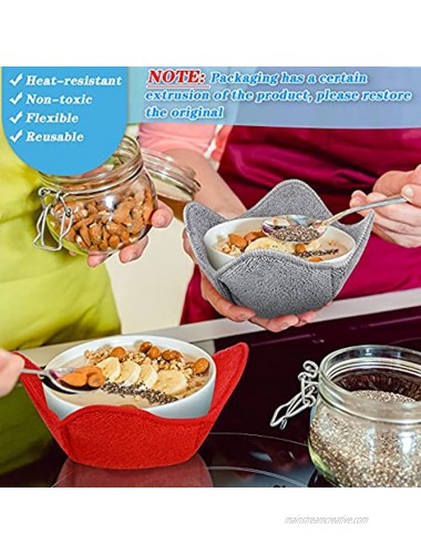 8 Pieces Bowl Cozy Holder Multi Color Microwave Safe Bowl Huggers Polyester Bowl Holder Plate Huggers Protect Your Hands from Hot Dishes for Heating Soup Red Large Bowl Holder