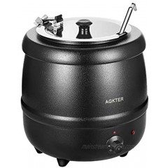 Agkter Electric Soup Warmer With Spoon 10.5-Quart Black