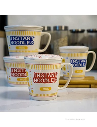 AsianGlo Ceramic Instant Noodle Ramen Soup Bowl Mug with Lid Blue 1000mL