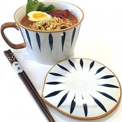 Ceramic Japanese Instant Ramen Noodle Soup Bowl Set with chopsticks and lid Soup bowls Pho Bowl Microwave safe ramen noodles Single Noodle Bowls Student Dormitory Use
