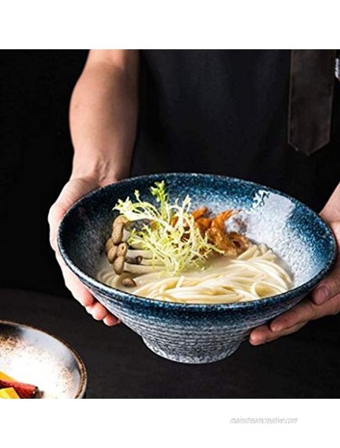 Ceramic Ramen Bowls,Ramen Noodle Soup Bowl,Japanese Ceramic Ramen Noodle Bowls 2 Sets 6 Piece Large Ceramic Ramen Bowls with Chopsticks and Spoon，for Udon Soba Pho Asian Noodles.