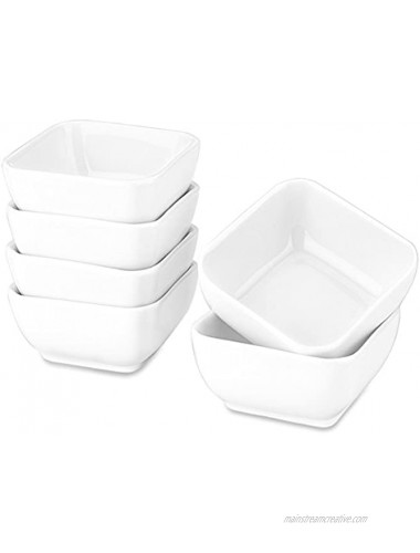 Delling Ultra-Strong 3 Oz Ceramic Dip Bowls Set White Dipping Sauce Bowls Dishes for Tomato Sauce Soy BBQ and other Party Dinner Set of 6