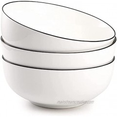 Dicunoy Set of 3 Porcelain Large Serving Bowls 2 Quart White Soup Bowls Ceramic Mixing Bowl for Kitchen Soup Salad Pho Pasta Ramen Popcorn Microwave & Dishwasher Safe 65 oz