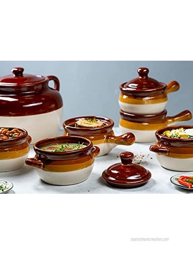 French Onion Soup Crock Bowls with Handles and Lid 15 Ounce Set of 4