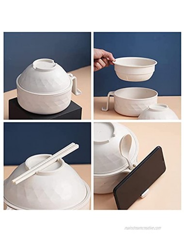 Instant Noodle Bowl Bamboo Fiber Drained Noodle Bowl Tableware Set Six-Piece Set Bento Box With Lid Black