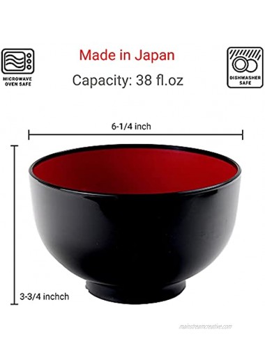 JapanBargain Japanese Plastic Soup Bowl for Ramen Udon Pho Noodle Poke Cereal Bowl Microwave and Dishwasher Safe Made in Japan Set of 2