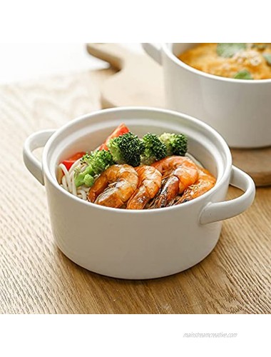 KOOV Porcelain Soup Bowls With Handles Microwave Safe Soup Bowls Large 24 Ounce for Soup Cereal Stew French Onion Soup Bowls Reactive Glaze Set of 4 White