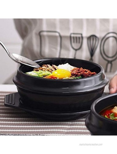 Korean Cooking Korean Stone Bowl By Whitenesser Stone Pot Sizzling Hot Pot for Bibimbap and Soup Large No Lid Premium Ceramic with Melamine Tray 52.3 OZ