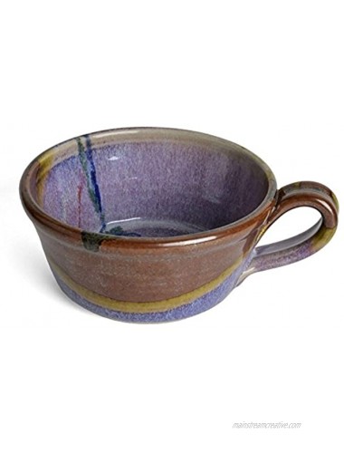 Larrabee Ceramics Handled Soup Bowl Burgundy Multi