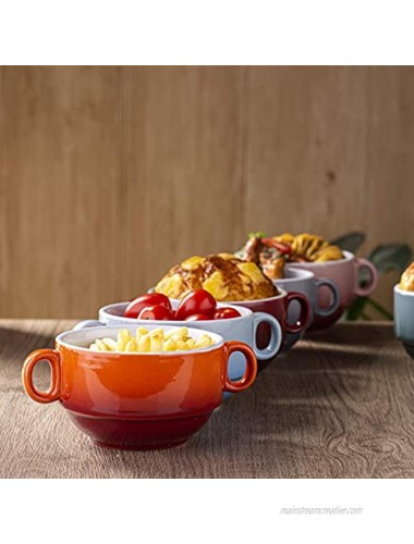 LOVECASA Stoneware Soup Bowls with Handles Small French Onion Soup Crocks Bowl 13 Ounce Oven Safe Bowls Sets For French Onion Soup Cereal Stew Oatmeal or Chili Set of 6 4.1 x 2.7 inches