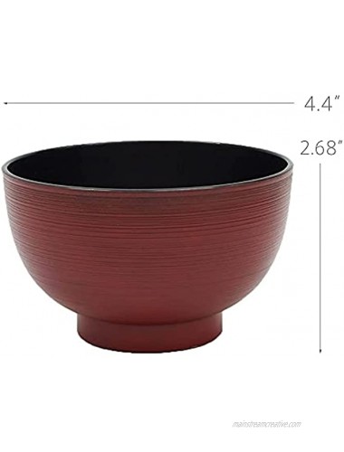 Microwavable Japanese Soup Bowl Hairline Design 4.4 x 2.68 Microwavable Dishwasher Safe Made in Japan 2pcs Astringent Vermillion