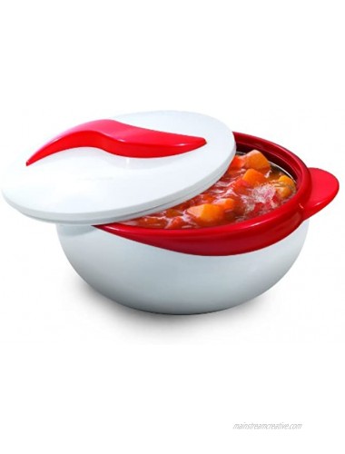 Pinnacle Insulated Casserole Dish with Lid 2.6 qt. Hot Pot Food Warmer Cooler –Great Thermal Soup Salad Serving Bowl- Stainless Steel Hot Food Container–Best Gift Set for Moms –Holidays Red white