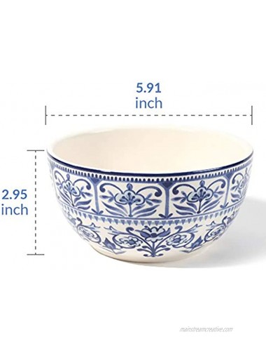 Sonemone 26 Ounces Cereal Bowls Set of 4 for Cereal Rice Dessert Soup Ice Cream Microwave & Dishwasher Safe Blue