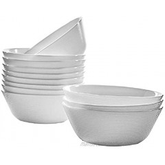 Soup Cereal embossed Bowls Set glass Soup Bowls，Non-slip Design White Serving Bowl for Salad Pasta Dessert Snack Chip Resistant Dishwasher & Microwave Safe5.1x1.9Inch 12-Piece White