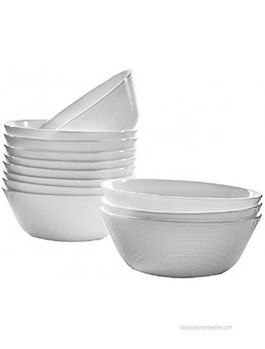 Soup Cereal embossed Bowls Set glass Soup Bowls，Non-slip Design White Serving Bowl for Salad Pasta Dessert Snack Chip Resistant Dishwasher & Microwave Safe5.1x1.9Inch 12-Piece White