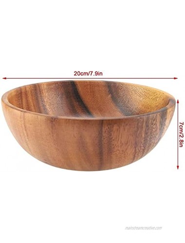 Acacia Hand-crafted Salad solid Wood Bowl 7.9 inch20cm Salad Wooden Bowl for Fruits,Hand Made Wooden Fruit Bowl Kitchen Utensils Salad Soup Rice Pasta bowl Snack and Decoration