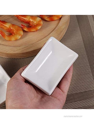 Cabilock 2Pcs 3Inch Sauce Dishes Ceramic Appetizer Serving Tray Rectangular Seasoning Dishes Snack Dipping Bowls for Spice Dish Soy Sauce White