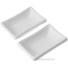 Cabilock 2Pcs 3Inch Sauce Dishes Ceramic Appetizer Serving Tray Rectangular Seasoning Dishes Snack Dipping Bowls for Spice Dish Soy Sauce White