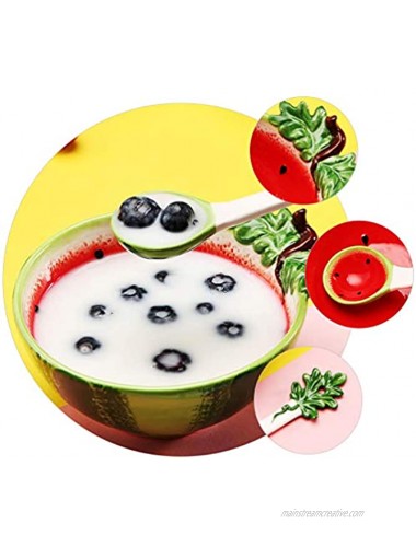 Cabilock Ceramic Appetizer Plate Watermelon Shape Bowl with Spoon Dessert Salad Pasta Bowls Food Serving Tray for Fruit Cheese Dessert Snack 300ml