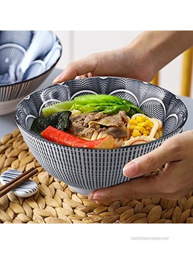 Ceramic Japanese Ramen Bowls 3 Pack 55 Ounce Large Capacity Stackable Round Fine Porcelain Bowls for Salad Soup Udon Soba Pho Asian Noodles Microwave Dishwasher Safe
