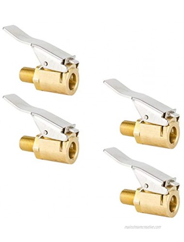 DOITOOL 4pcs Heavy Duty Brass Air Chuck Open Flow Straight Lock-On Tire with Clip for Inflator Gauge Compressor Accessories