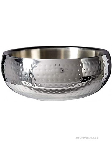 Elegance Hammered Salad Bowl – Double Wall Insulated Serving Bowl Keeps Ice Cream Fresh Fruit and Cold Desserts Chilled – Made of Rust Resistant Food Grade Stainless Steel 11.5” Diameter