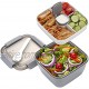 Freshmage Salad Lunch Container To Go 52-oz Salad Bowls with 3 Compartments Salad Dressings Container for Salad Toppings Snacks Men Women Grey