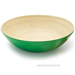 Large Serving Bowl for Kitchen Bamboo Wooden Salad Bowls Large Fruit Bowl for Kitchen Counter Decorative Bowl for Popcorn Chip Snack Extra Lightweight & Sturdy 11.8" Glossy Green Beetle