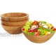 Lawei Set of 4 Bamboo Salad Bowls 7 x 2.25 Inch Wood Serving Bowls Individual Meal Bowls Fruits Salad Pasta Cereal Rice and Snacks
