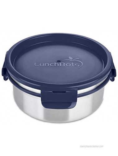 LunchBots Salad Bowl Lunch Container 4-Cup Leak Proof Lid Stainless Steel Inside Not Insulated BPA Free Dishwasher Safe Navy 4 cup
