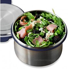 LunchBots Salad Bowl Lunch Container 6 Cup Leak Proof Lid Stainless Steel Inside Not Insulated BPA Free Dishwasher Safe Navy 6 cup