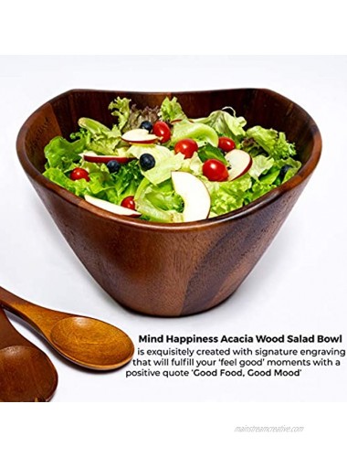 Mind Happiness Premium Acacia Wood Bowl Large Wooden Salads Fruits Bowl