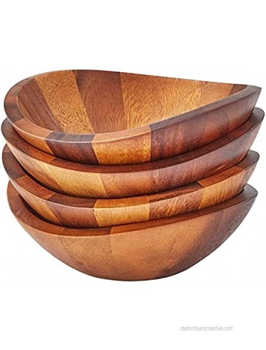 Nambe Braid Collection Salad Bowls -Set of 4 Measures at 8 x 7.5 x 2.4 Made with Acacia Wood Designed by Sean O'Hara