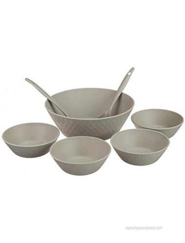 Natura Green- Large Bamboo Salad Bowl with 4 serving Bowls and utensils