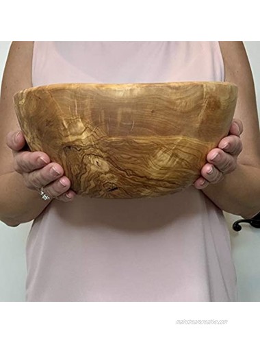 Olive Wood Salad Bowl | Handmade Artisan Bowl | 100% Natural Wood | Perfect for Salads Serving Entertaining | Beautiful Wood Grain Made in Tunisia 9 Inch