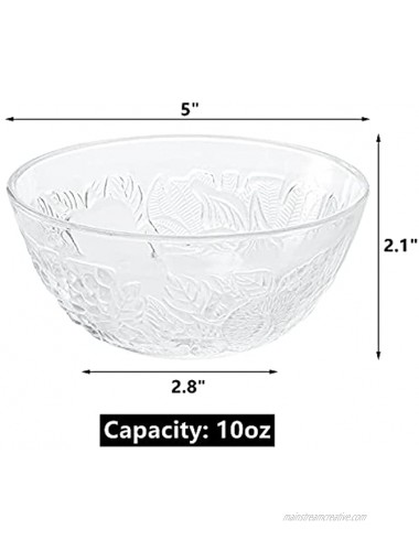 Peohud 18 Pack Glass Bowls 5 Inch Glass Prep Bowls Stackable Serving Bowls for Kitchen Prep Dessert Salad Fruit Dips Candy Dishes 10 oz