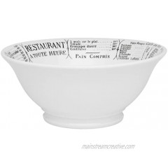 Pillivuyt Brasserie 2-1 2 Cup Porcelain Footed Salad Bowl