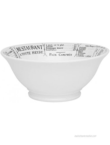 Pillivuyt Brasserie 2-1 2 Cup Porcelain Footed Salad Bowl