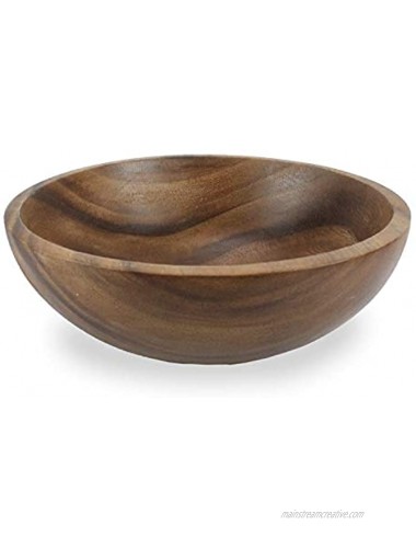 roro Wood Carved Bowl for Salad or Serving 11 x 4 Inch Natural