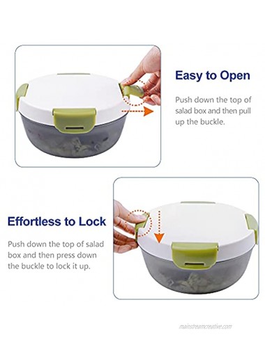 Salad Containers Genteen BPA-Free Salad Lunch Containers with Built-In Ice Pack Large Salad Bowl with Lid 4-Compartment Bento Style Tray Leakproof Dressing Container and Utensil Salad Container