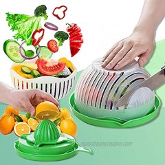 Salad Cutter Bowl Upgraded Easy Speed Salad Maker,Fast Fruit Vegetable Salad Chopper Bowl ,Fresh Salad Slicer ,One People Size,White green