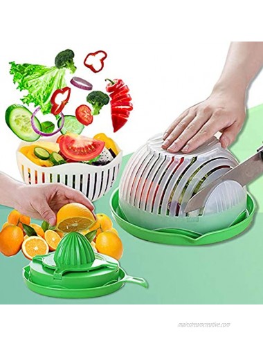 Salad Cutter Bowl Upgraded Easy Speed Salad Maker,Fast Fruit Vegetable Salad Chopper Bowl ,Fresh Salad Slicer ,One People Size,White green