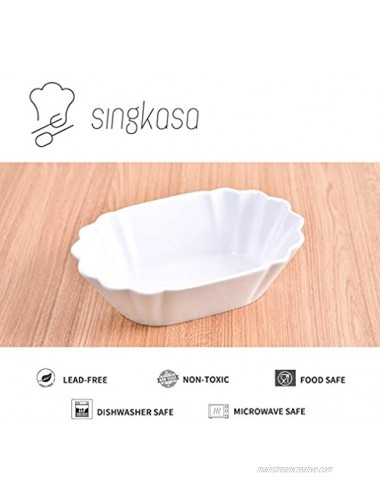 Singkasa 42-oz Porcelain Serving Bowls for Salad Pasta Soup Dessert 9x6.5x2.5 inches White| set of 3 3