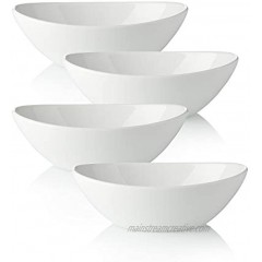 Vasa Casa Large Serving Bowls 20 Ounce Pasta Bowls White Bowls for Soup Dessert Microwave & Dishwasher Safe Salad Bowl Set of 4 White